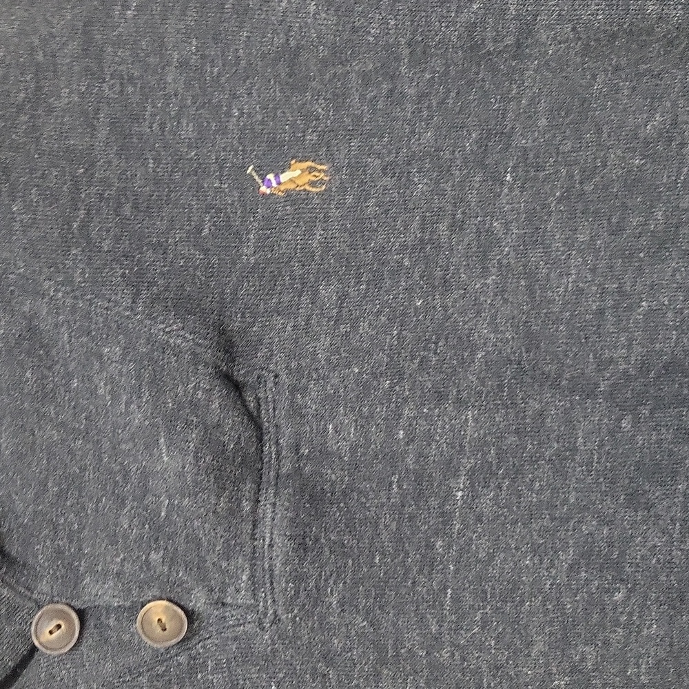 POLO RALPH LAUREN Gray Cotton Estate Rib Double Button Pullover- Youth/Short Man - Picture 4 of 12